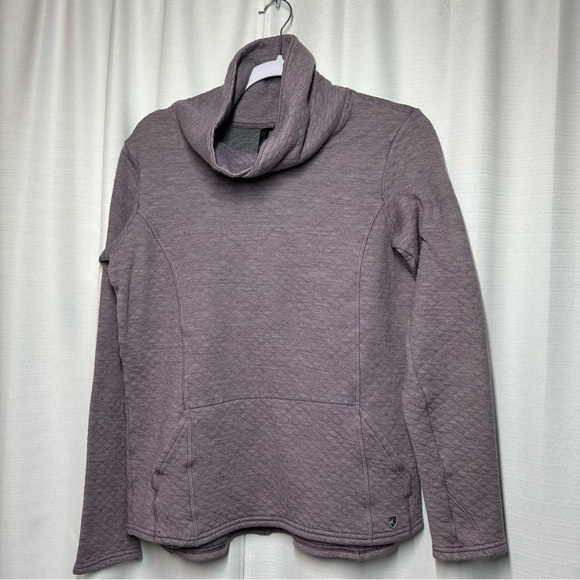 Kuhl Sweatshirt Women's L Top Purple Quilted Funnel Neck Pullover Outdoor Wool - Picture 1 of 13